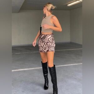 princess polly zebra print beige mini skirt